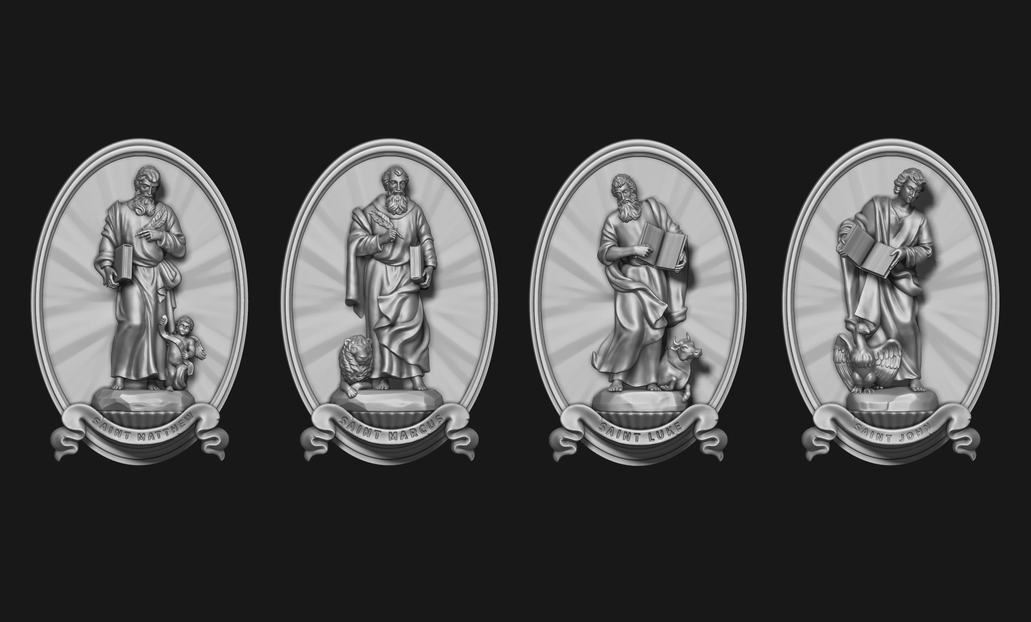 The Four Evangelist Relief - Collection -  CNC -  3D print model_16