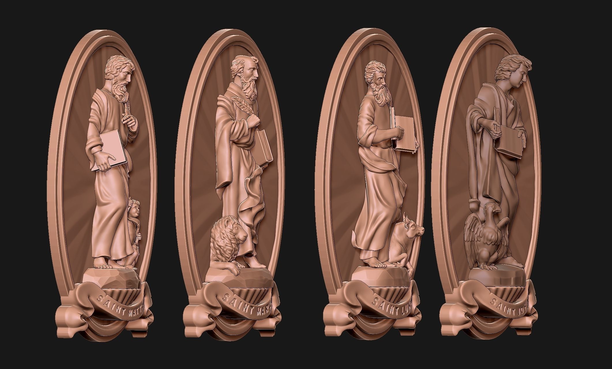 The Four Evangelist Relief - Collection -  CNC -  3D print model_10