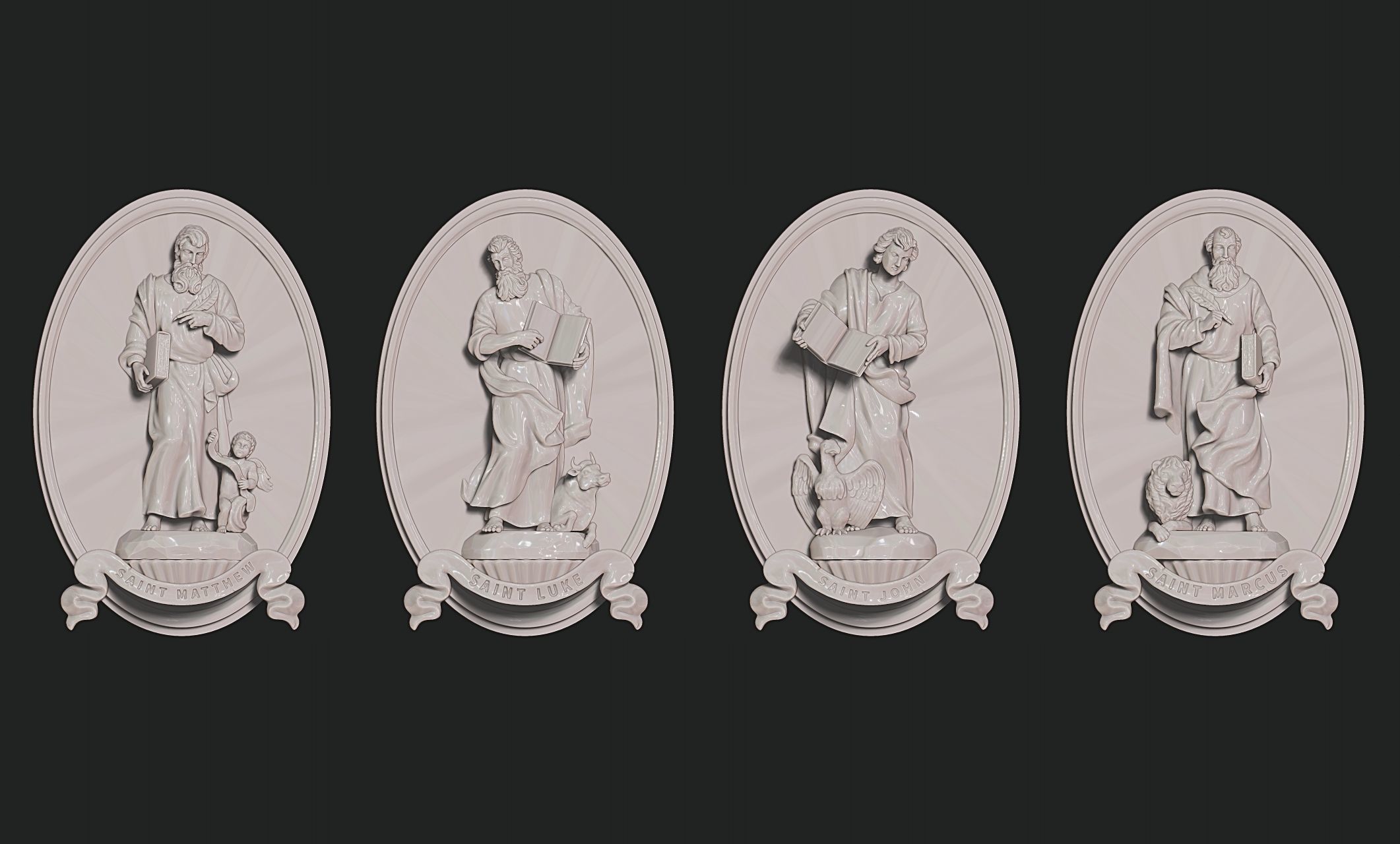 The Four Evangelist Relief - Collection -  CNC -  3D print model_6