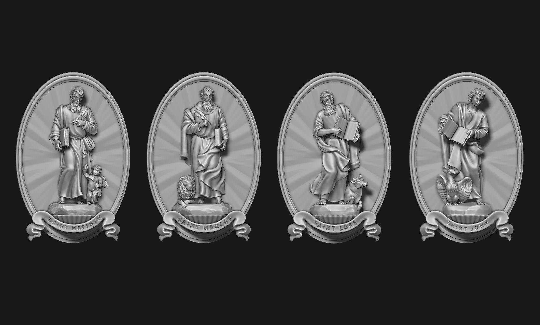 The Four Evangelist Relief - Collection -  CNC -  3D print model_11
