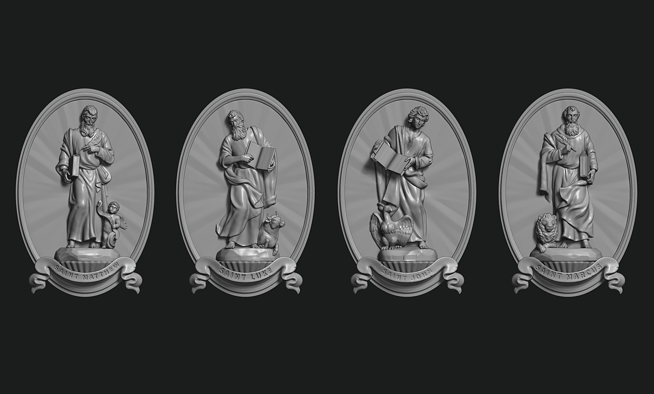 The Four Evangelist Relief - Collection -  CNC -  3D print model_2
