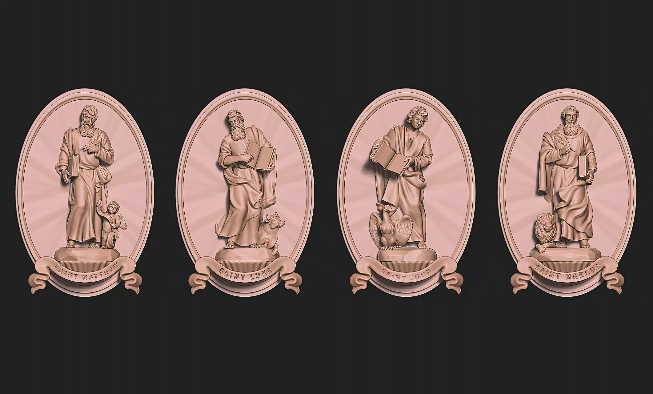 The Four Evangelist Relief - Collection -  CNC -  3D print model_0