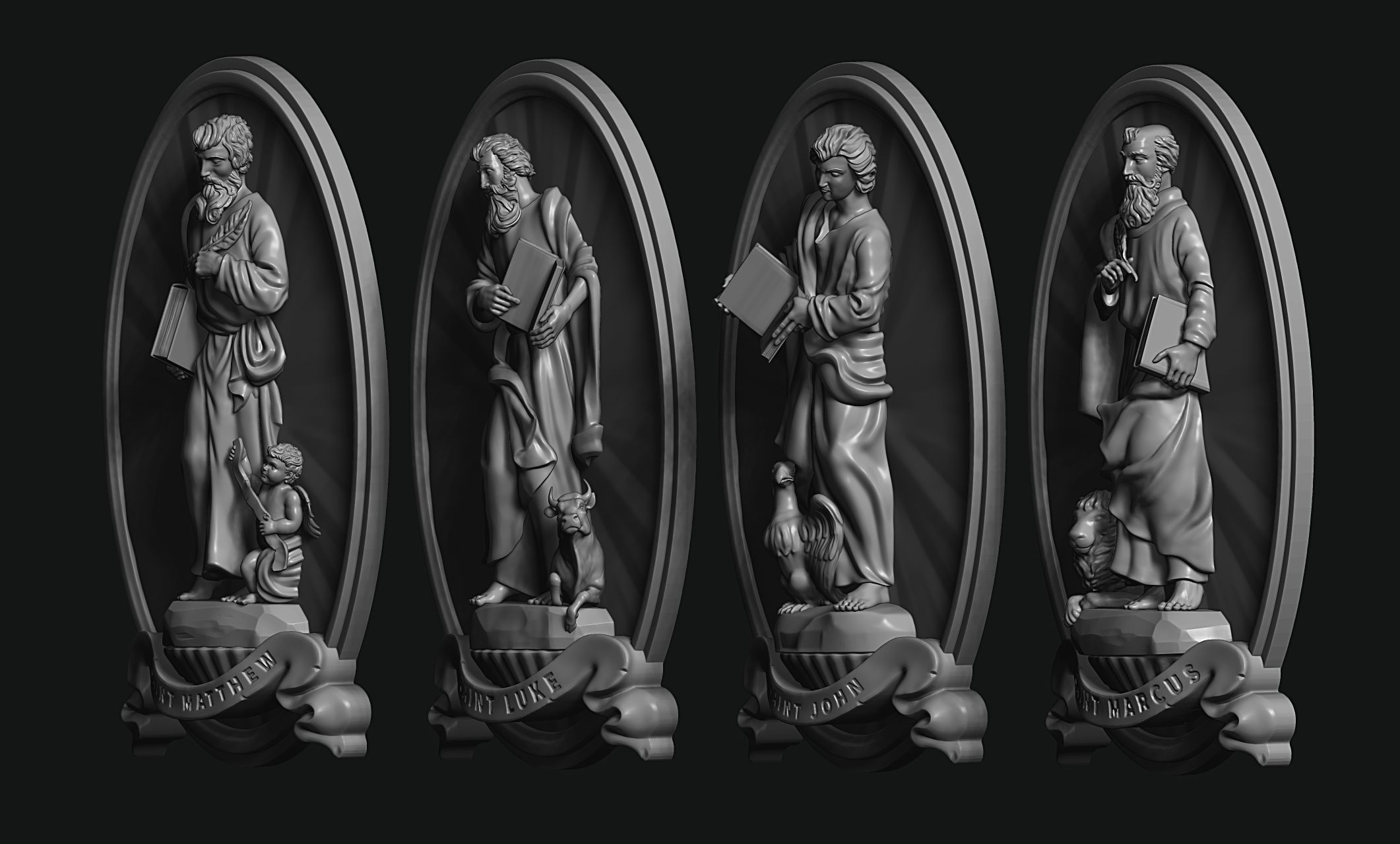 The Four Evangelist Relief - Collection -  CNC -  3D print model_5