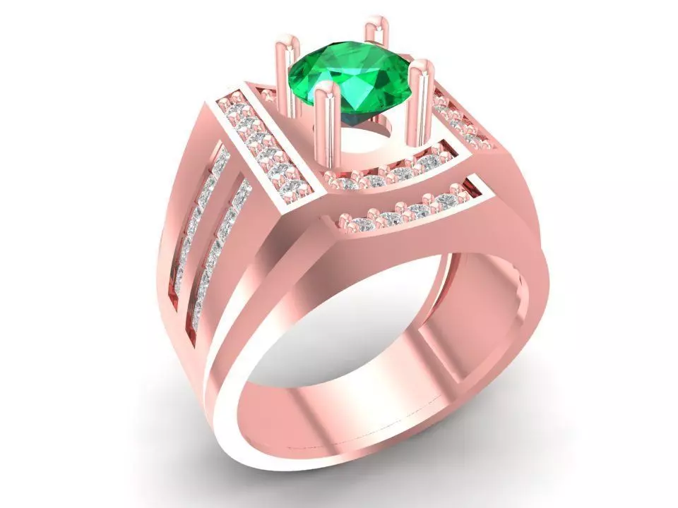 Korean Style Diamond Men Ring with Modern Design 3099 3D print model