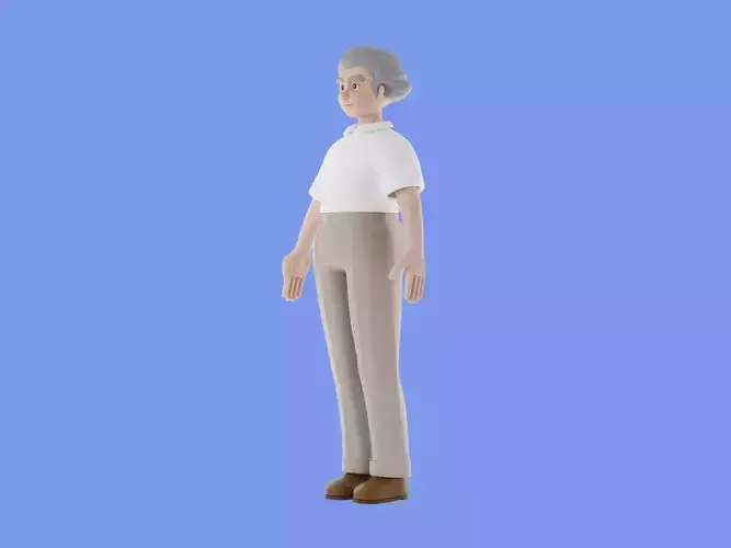 3d cartoon character elderly man 