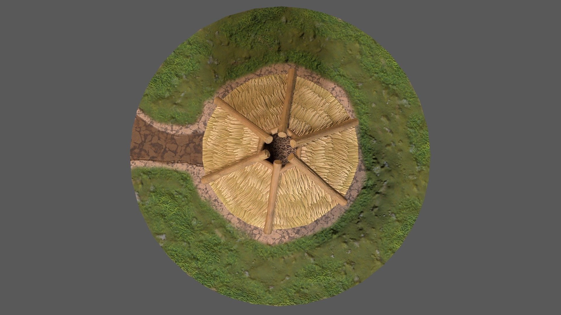 Simple Stylized Hay Hut Low-poly 3D model_11