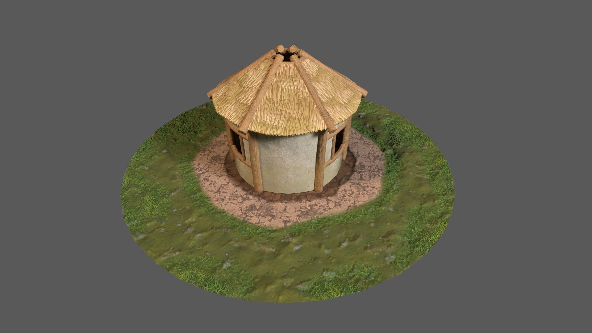 Simple Stylized Hay Hut Low-poly 3D model_12