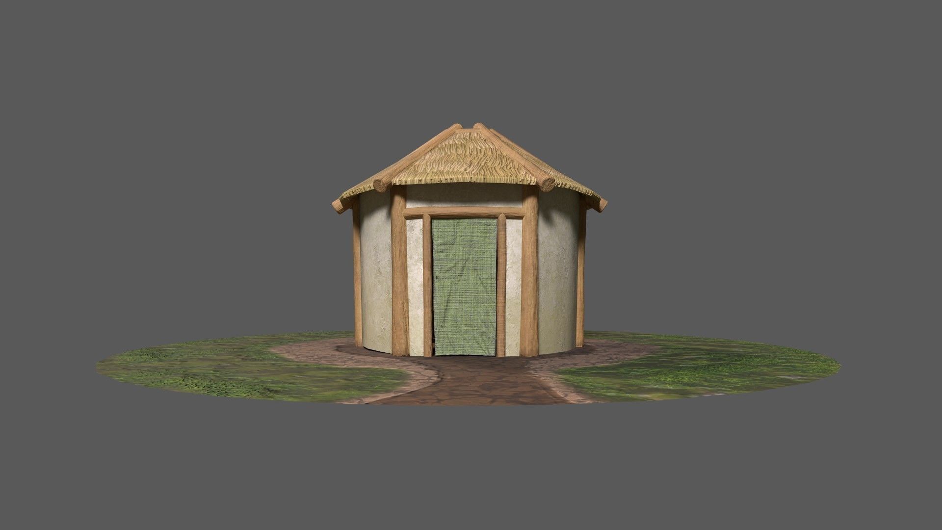 Simple Stylized Hay Hut Low-poly 3D model_10