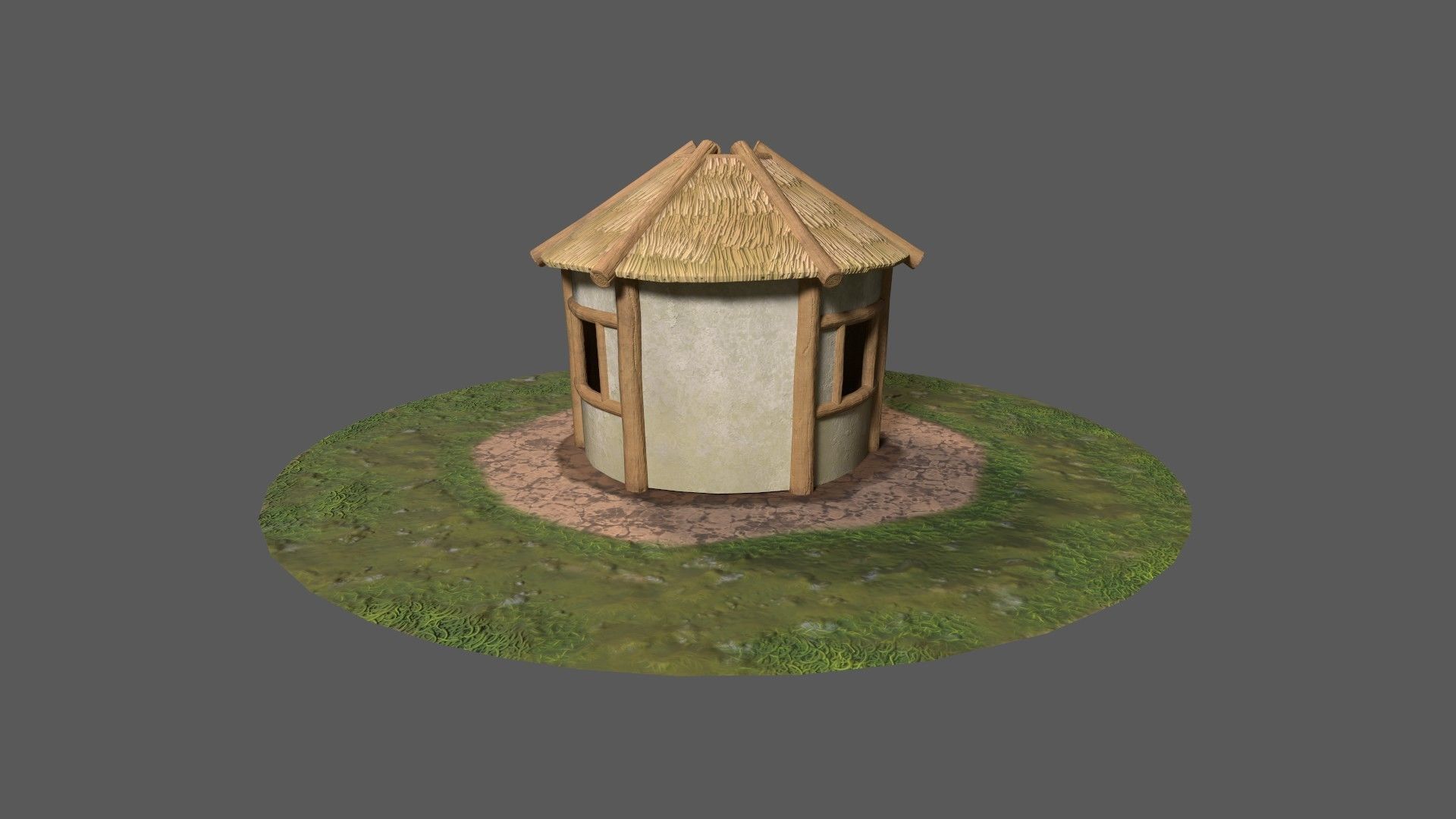 Simple Stylized Hay Hut Low-poly 3D model_7