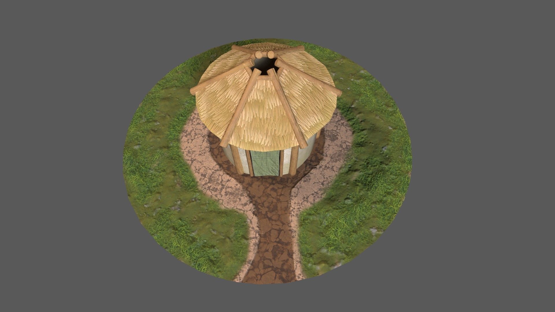 Simple Stylized Hay Hut Low-poly 3D model_4
