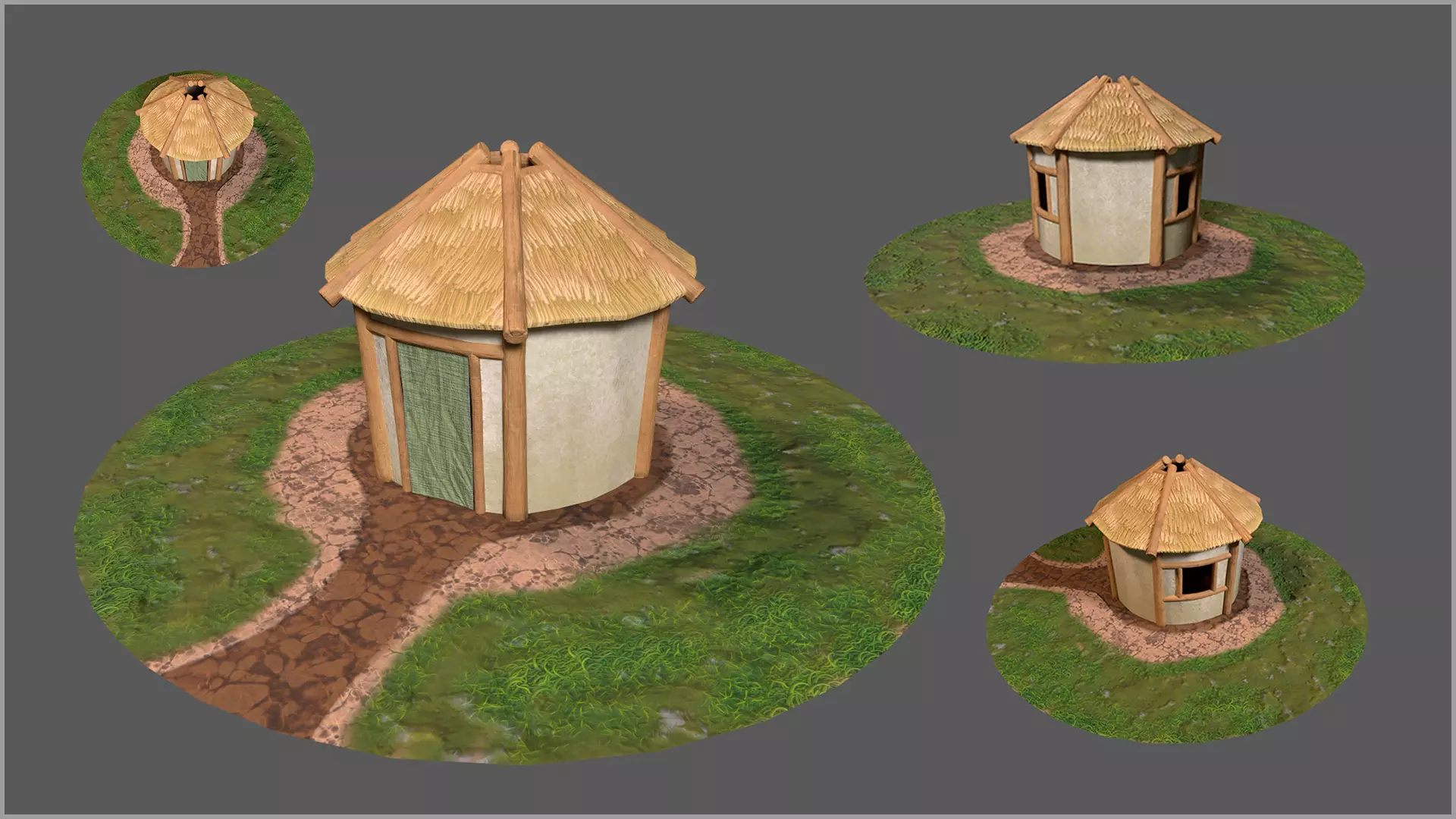 Simple Stylized Hay Hut Low-poly 3D model_0
