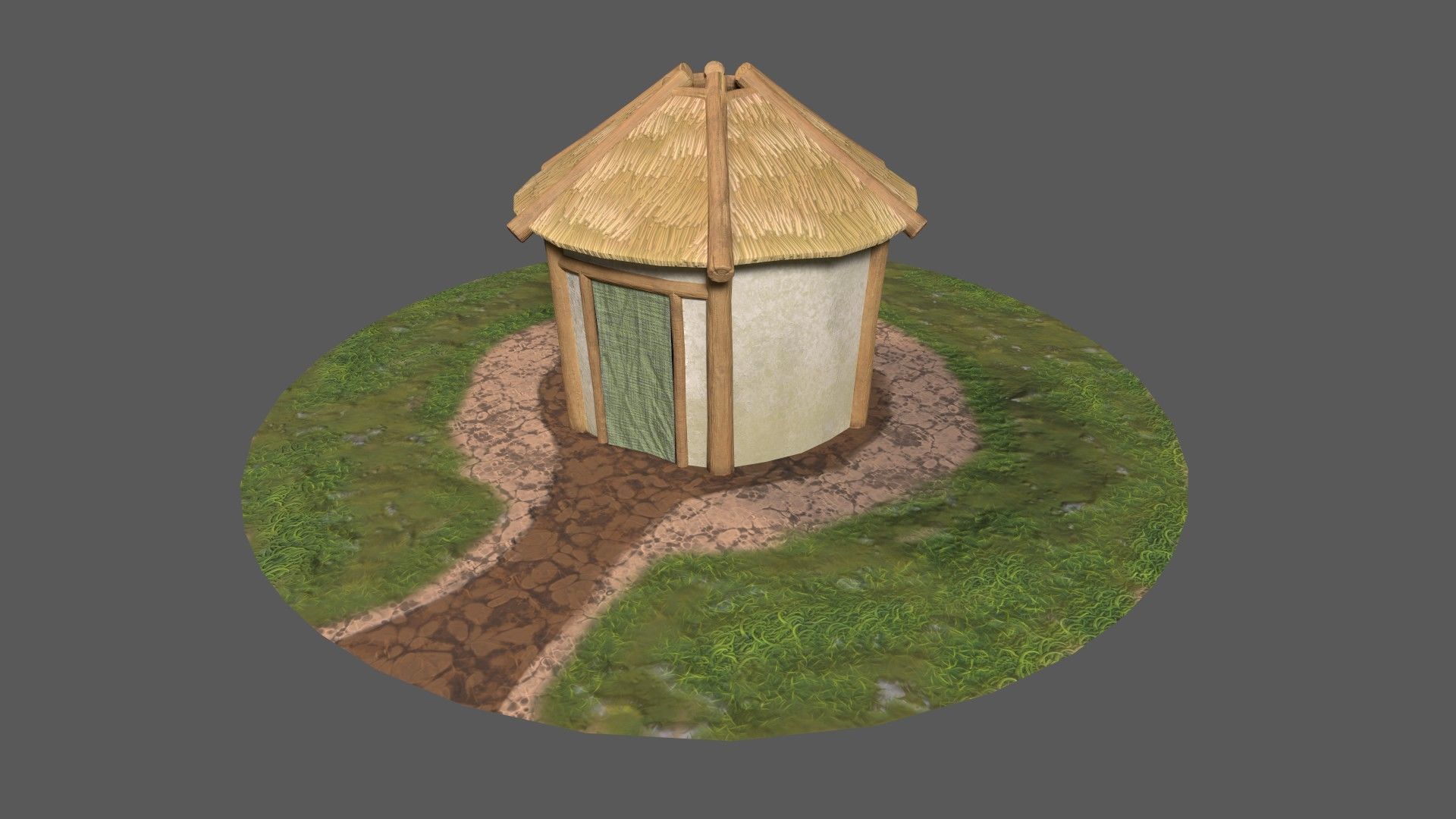 Simple Stylized Hay Hut Low-poly 3D model_1