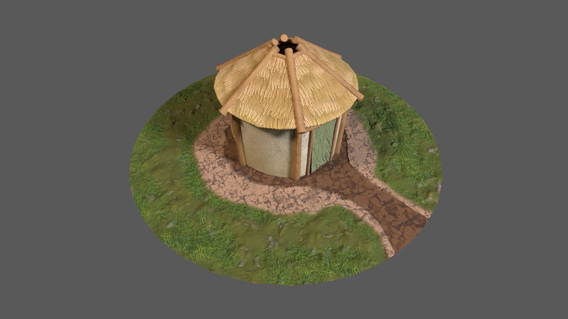 Simple Stylized Hay Hut Low-poly 3D model_3