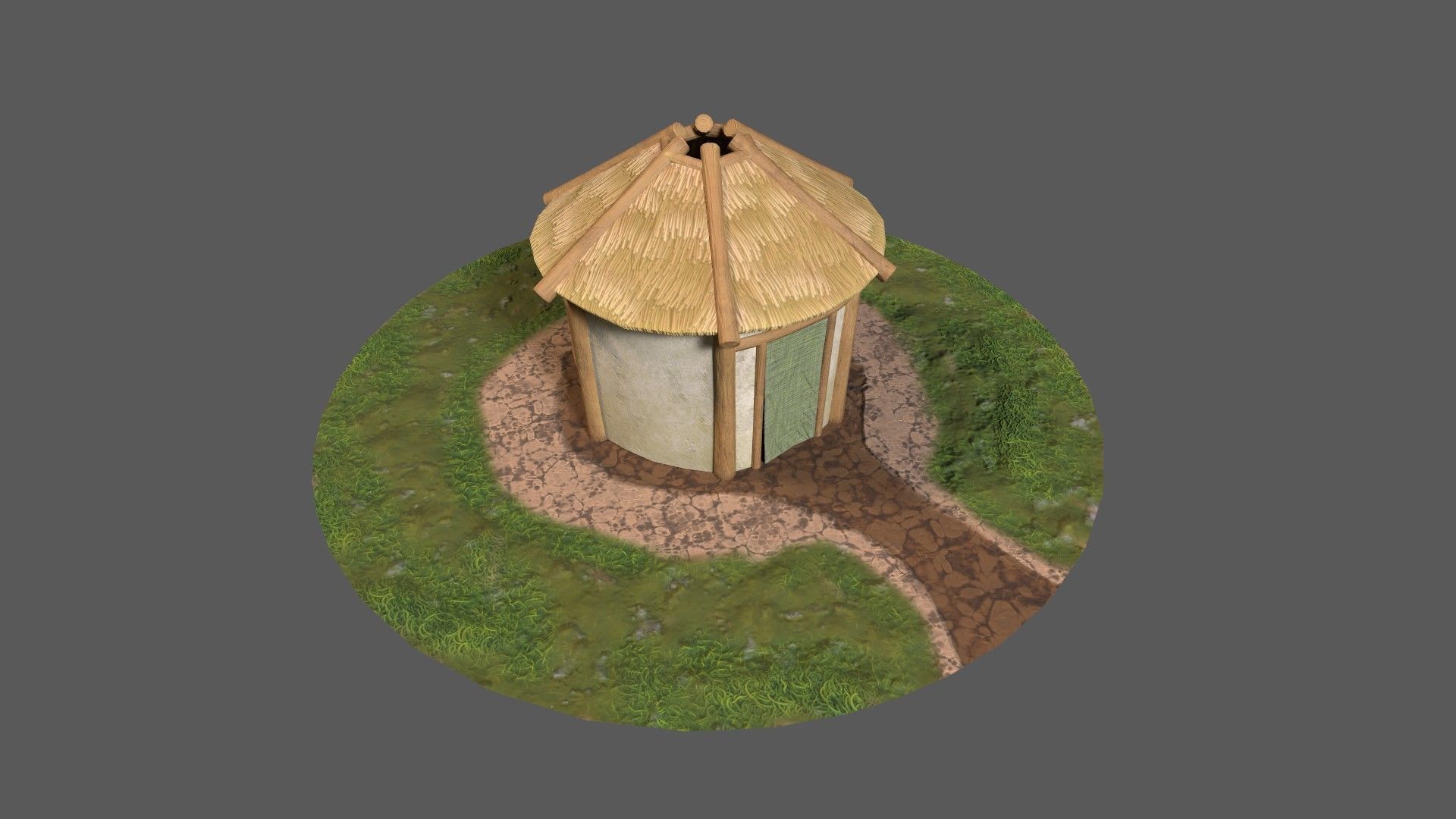 Simple Stylized Hay Hut Low-poly 3D model_9
