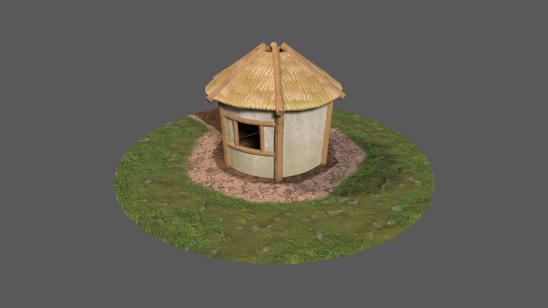 Simple Stylized Hay Hut Low-poly 3D model_6