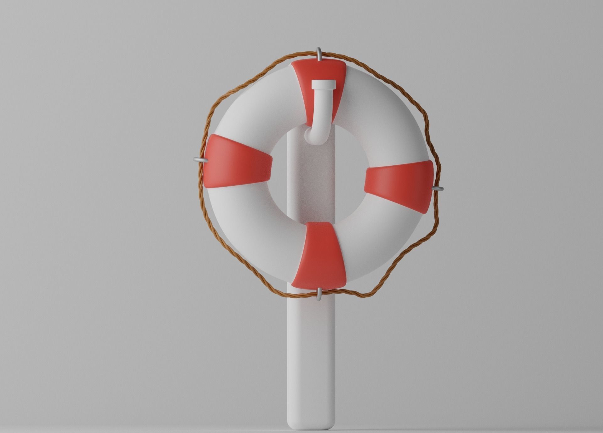 Lifebuoy life preserver on pole 3D model_8