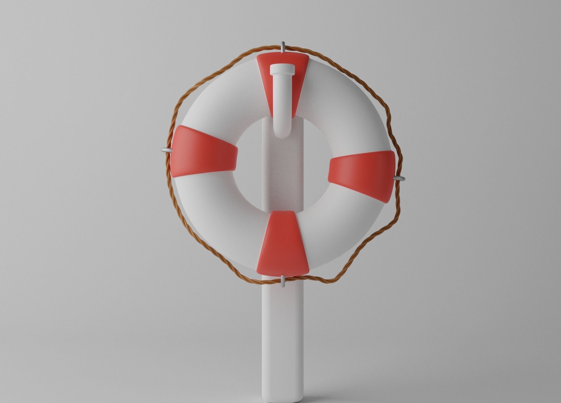 Lifebuoy life preserver on pole 3D model_9