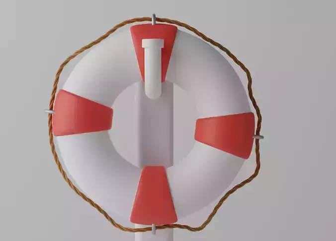Lifebuoy life preserver on pole