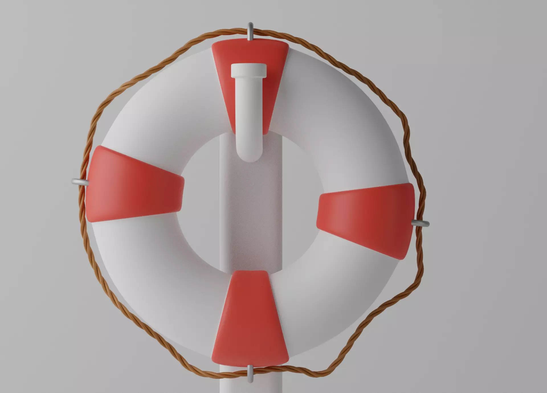 Lifebuoy life preserver on pole 3D model_0