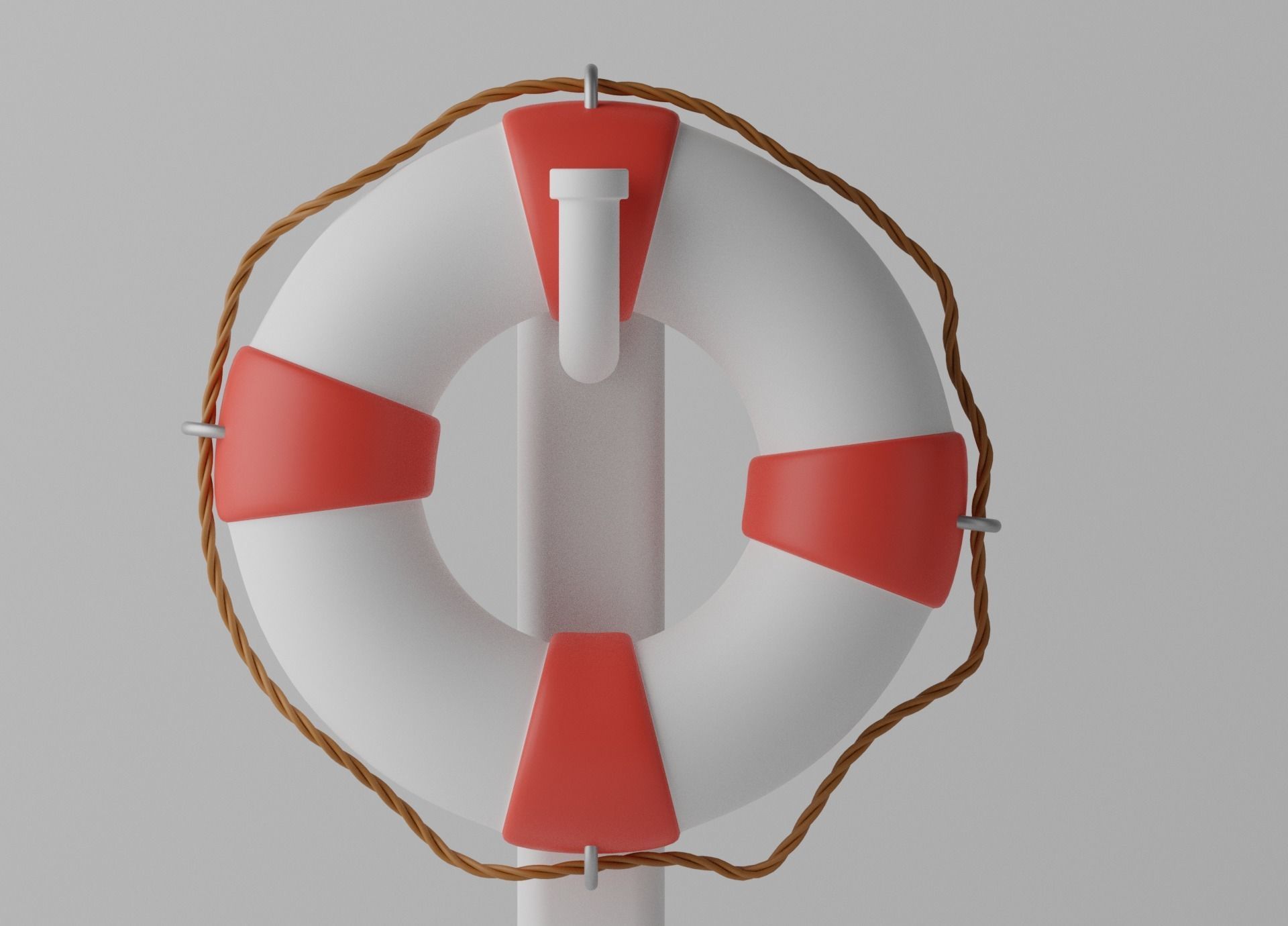 Lifebuoy life preserver on pole 3D model_2