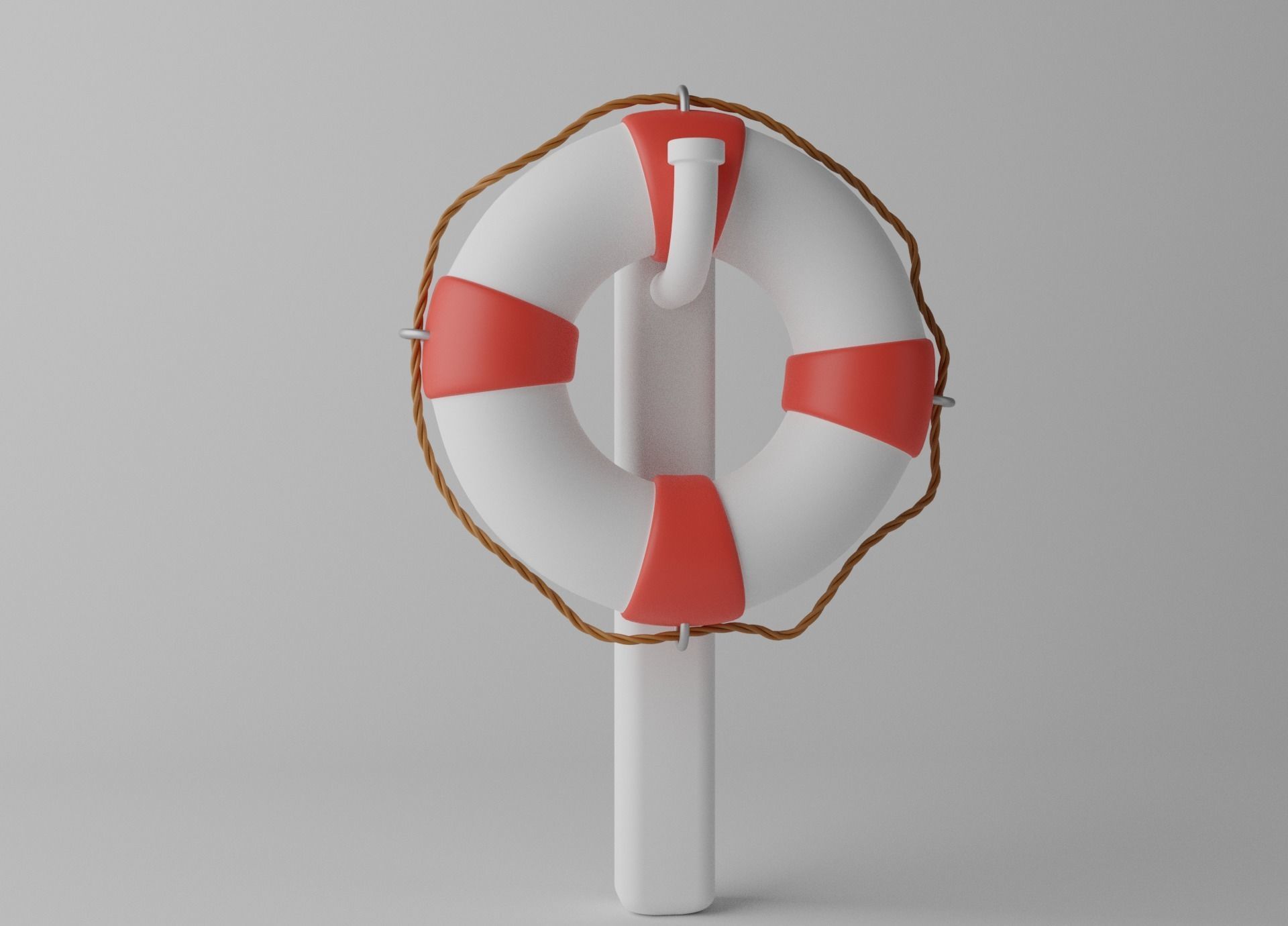 Lifebuoy life preserver on pole 3D model_7