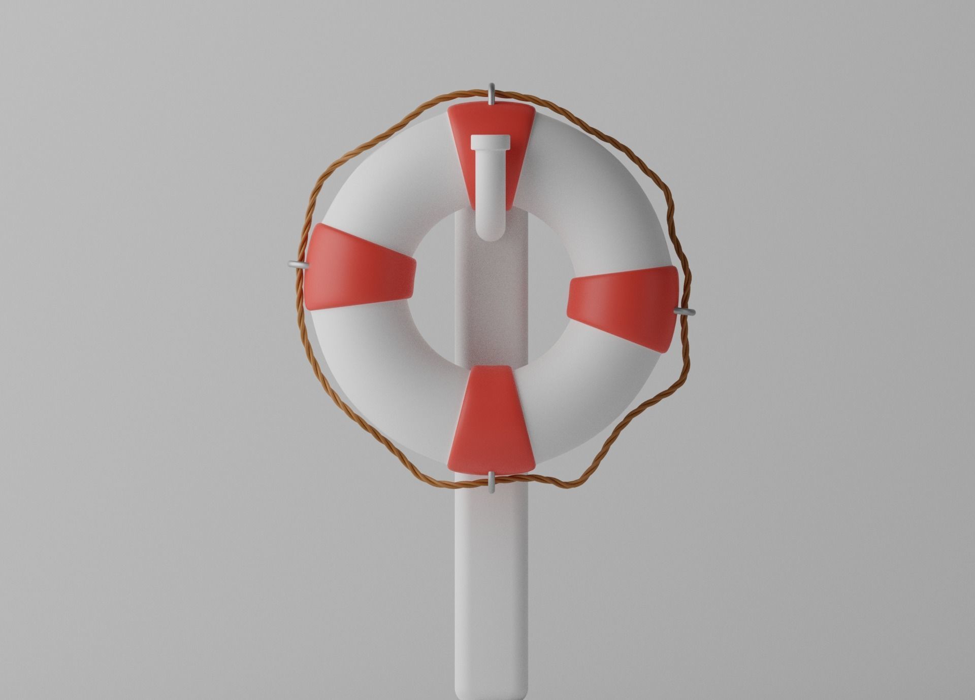 Lifebuoy life preserver on pole 3D model_10
