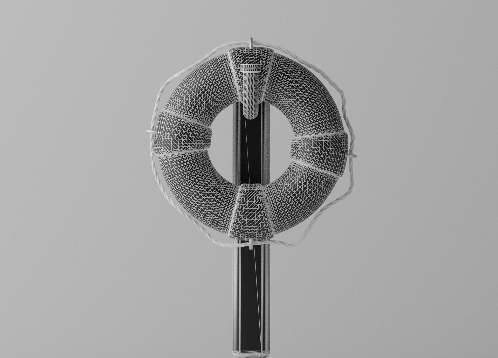 Lifebuoy life preserver on pole 3D model_6
