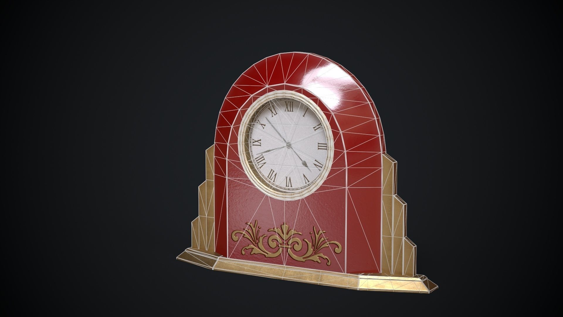 Art deco clock Low-poly 3D model_2