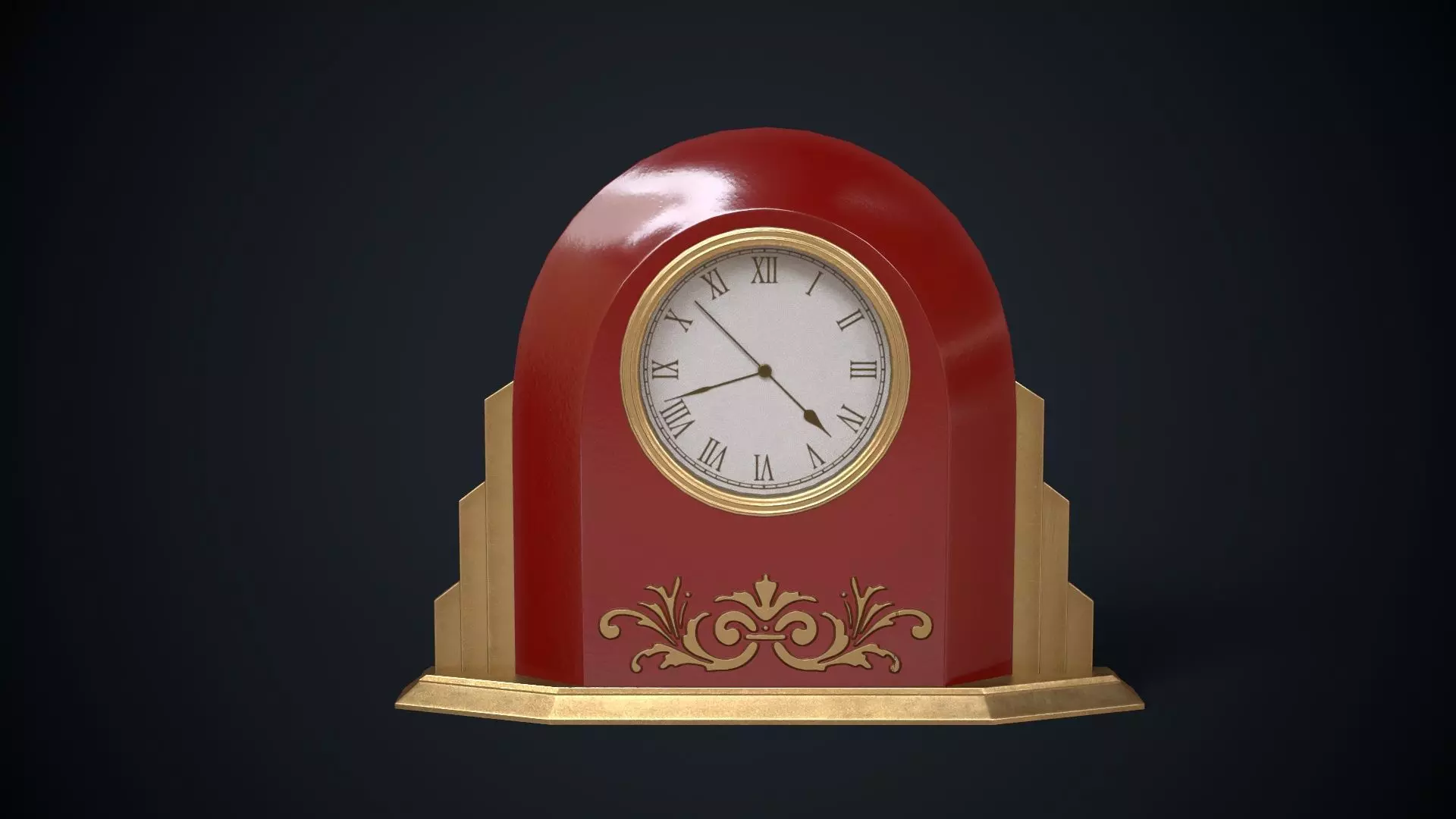 Art deco clock Low-poly 3D model_0