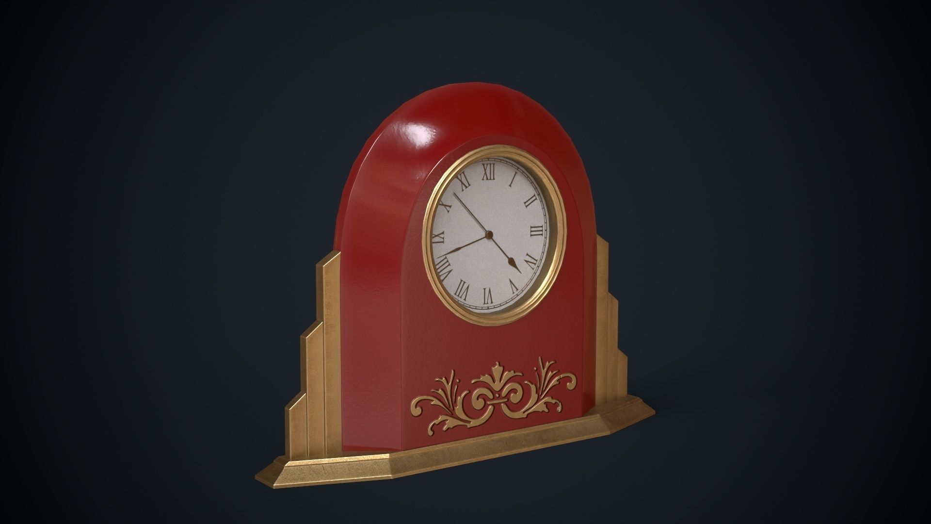 Art deco clock Low-poly 3D model_4