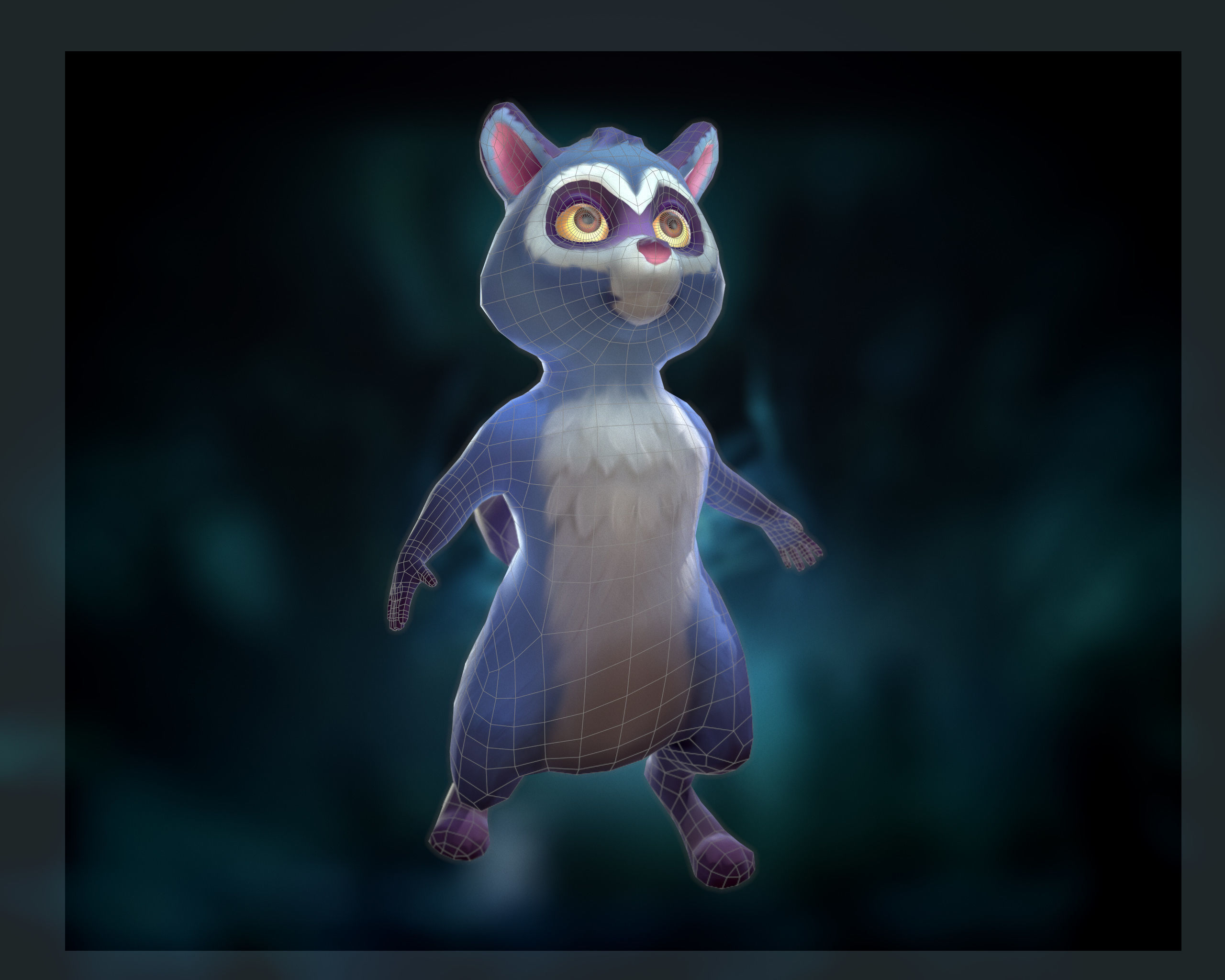 Game-ready raccoon animated Low-poly 3D model_3