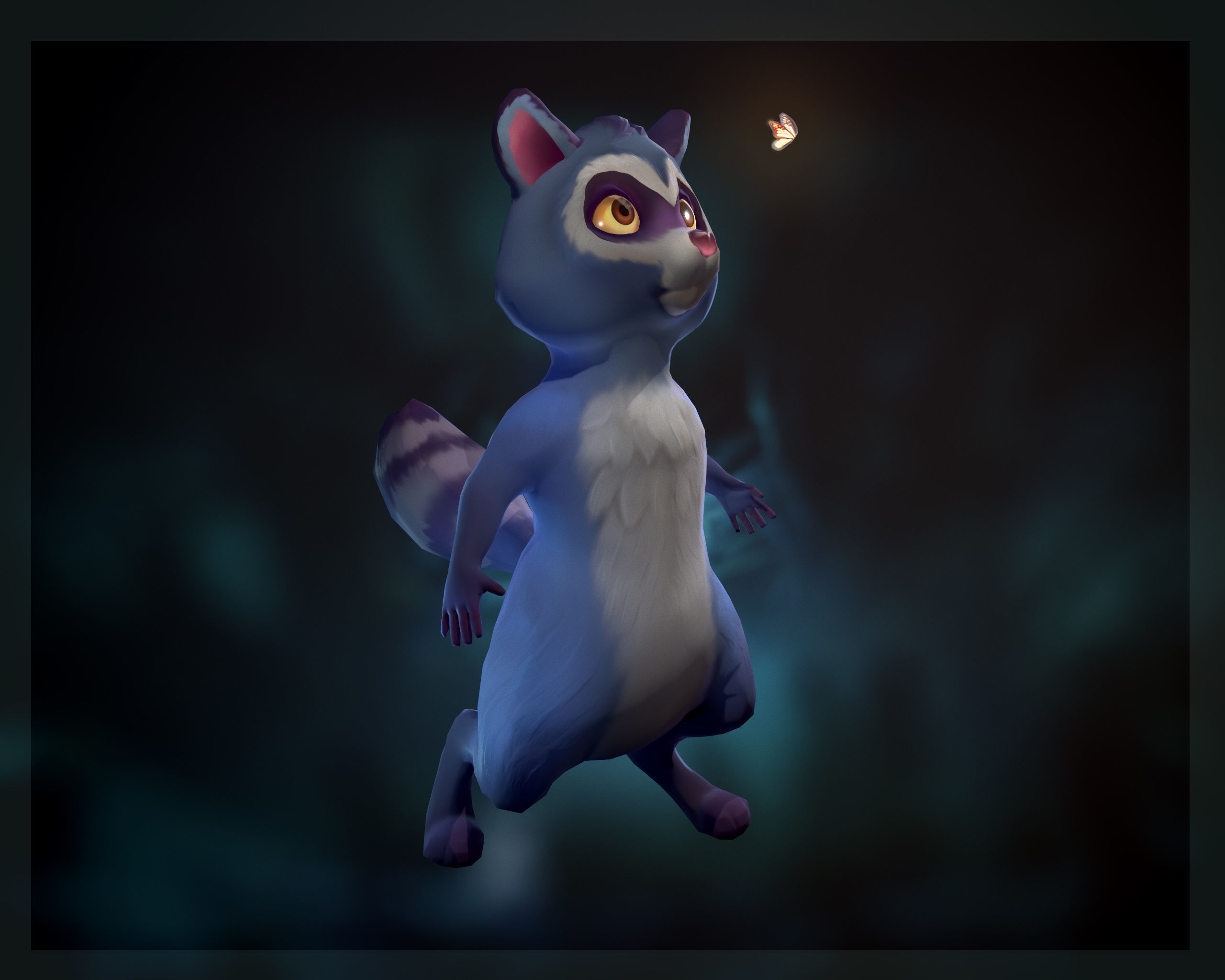 Game-ready raccoon animated Low-poly 3D model_2