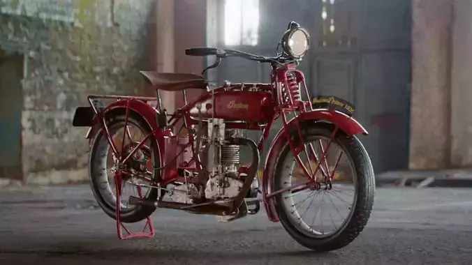 Indian Prince 1926 Motorcycle 3D Model and Texture