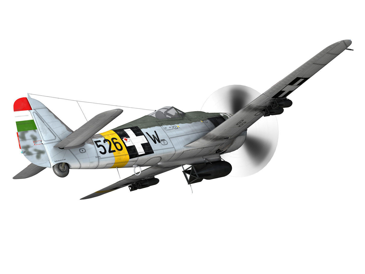 Focke Wulf - FW190 F8 - W526 - Hungary 3D model_5