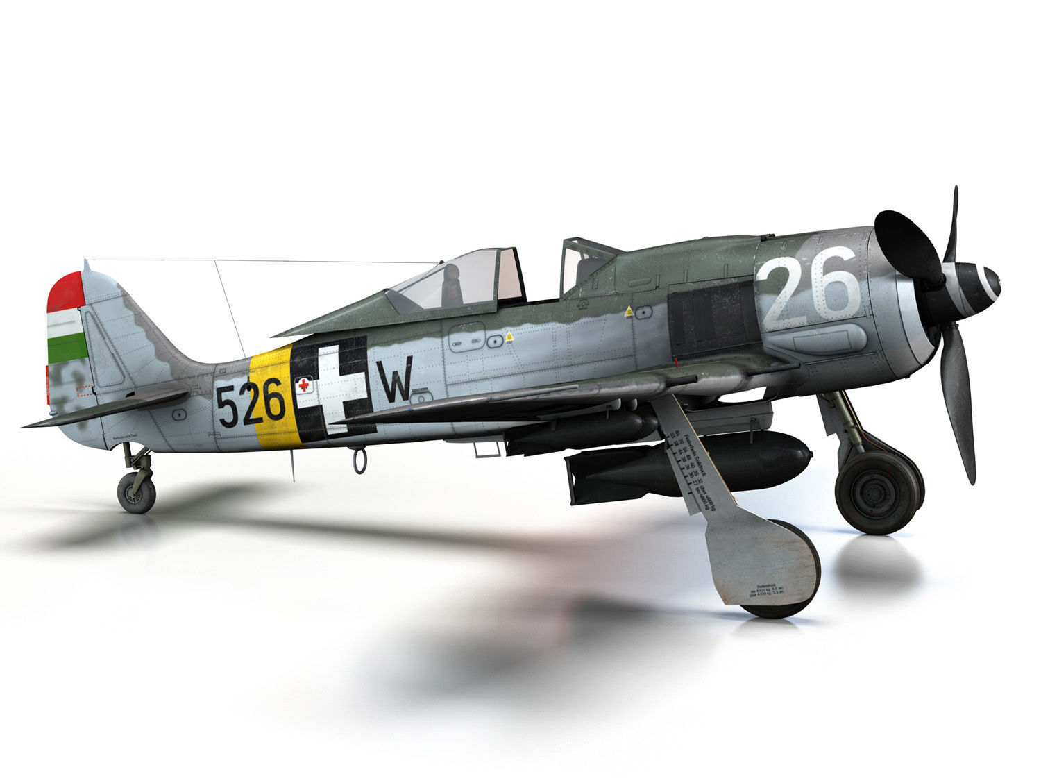 Focke Wulf - FW190 F8 - W526 - Hungary 3D model_16