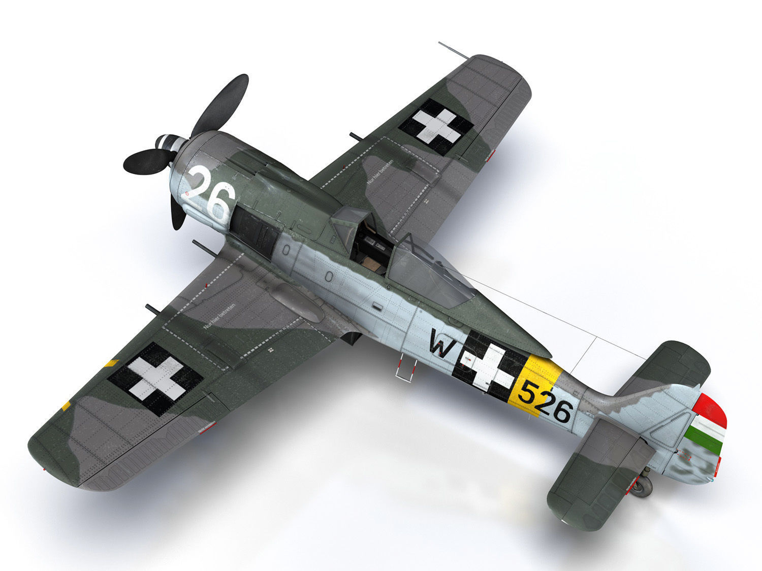 Focke Wulf - FW190 F8 - W526 - Hungary 3D model_13