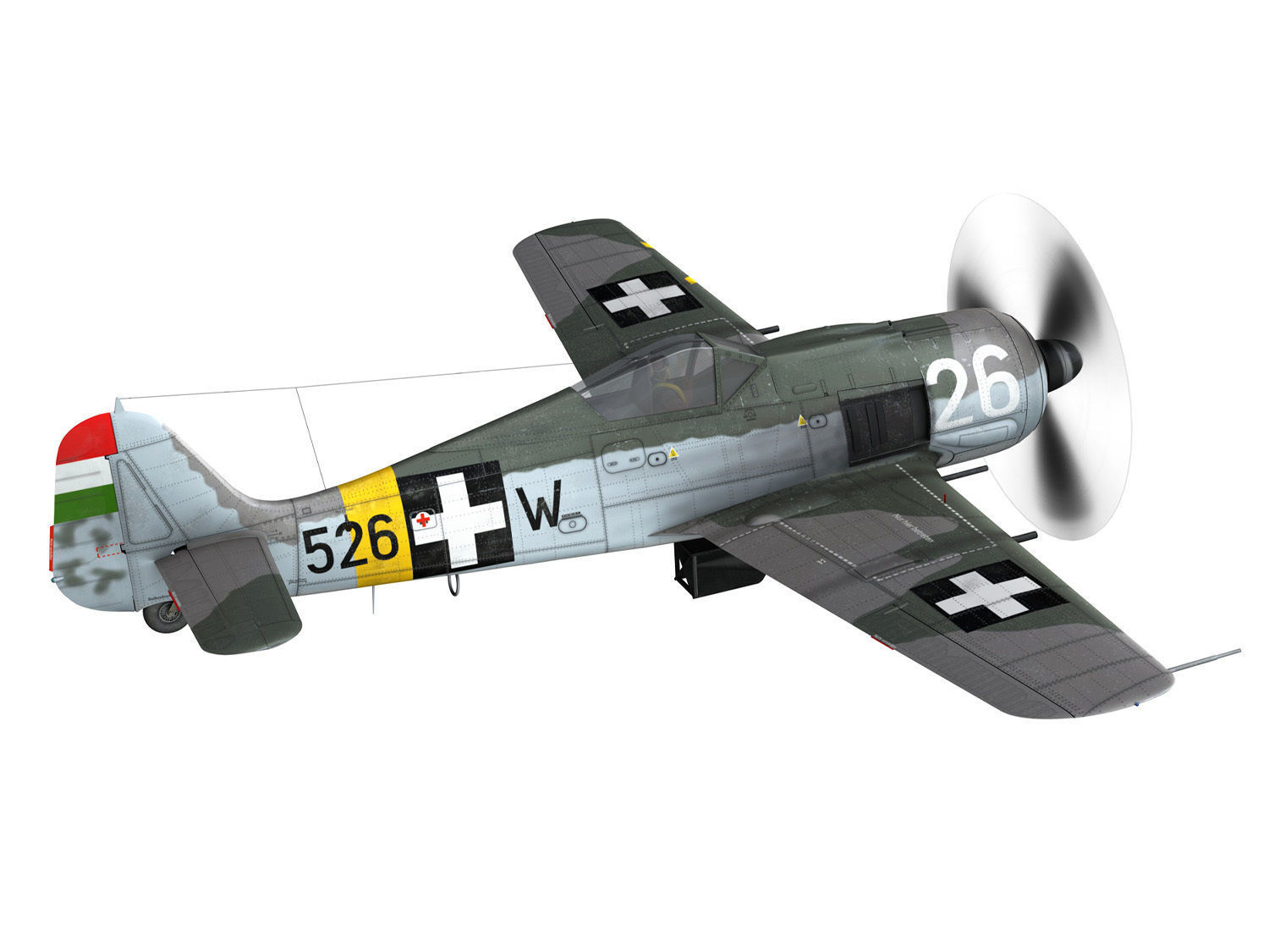 Focke Wulf - FW190 F8 - W526 - Hungary 3D model_6