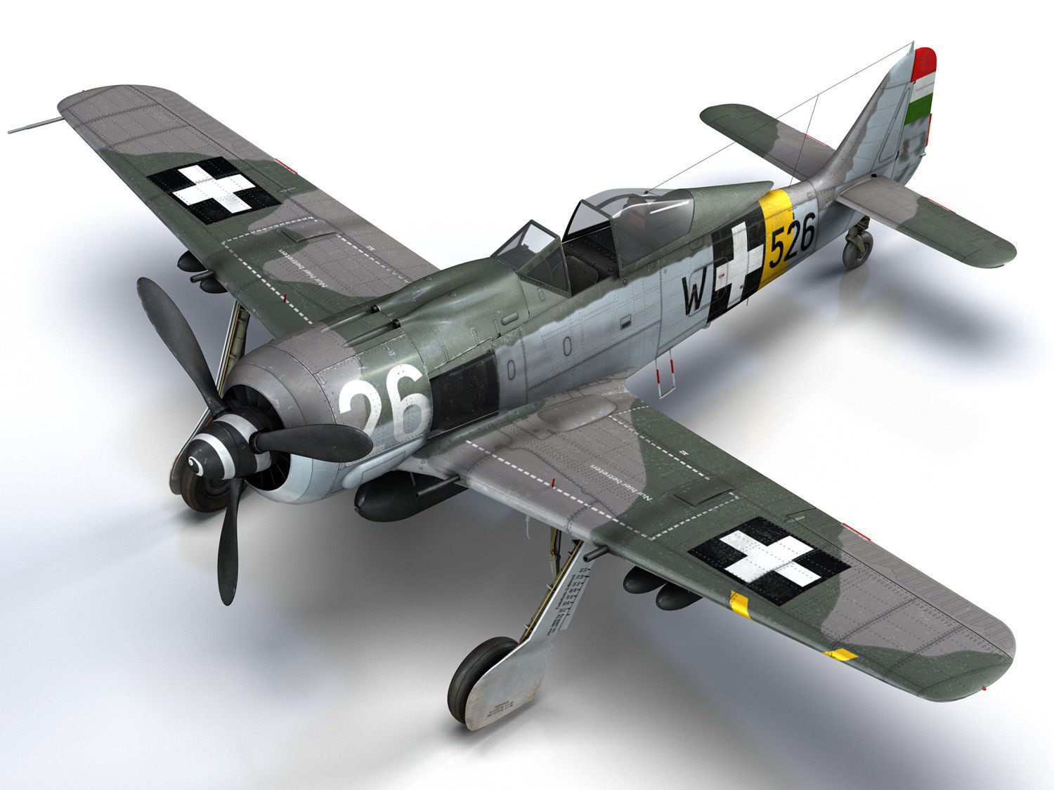 Focke Wulf - FW190 F8 - W526 - Hungary 3D model_11