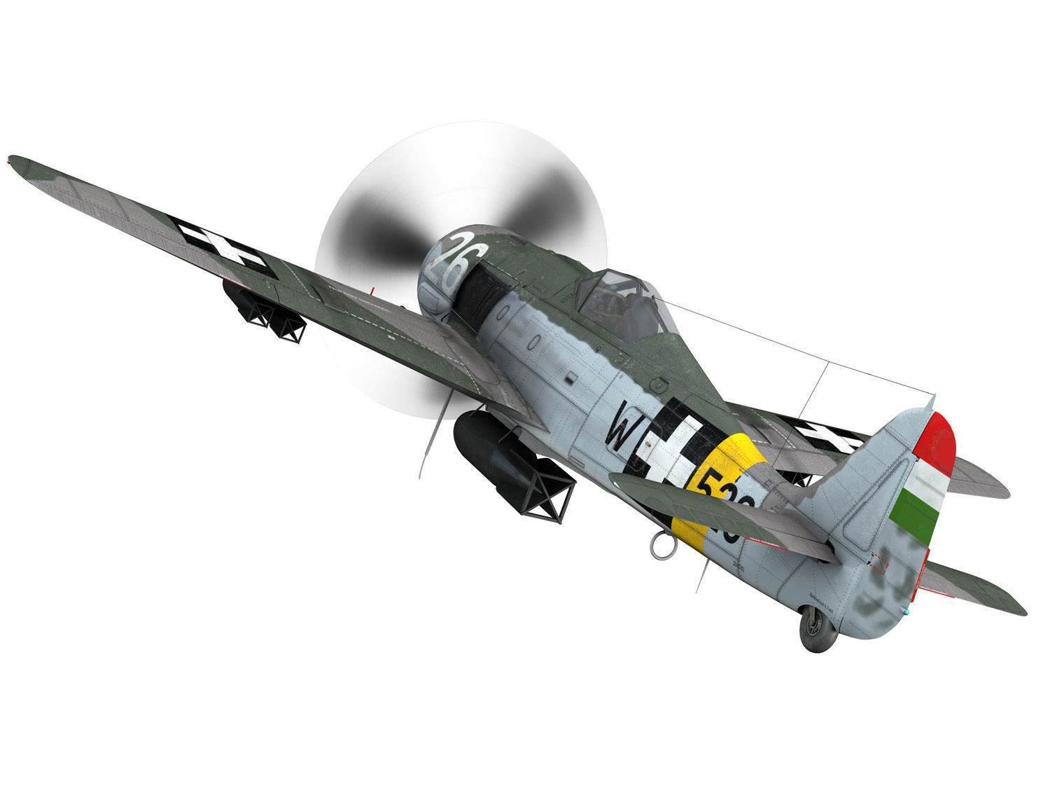Focke Wulf - FW190 F8 - W526 - Hungary 3D model_4