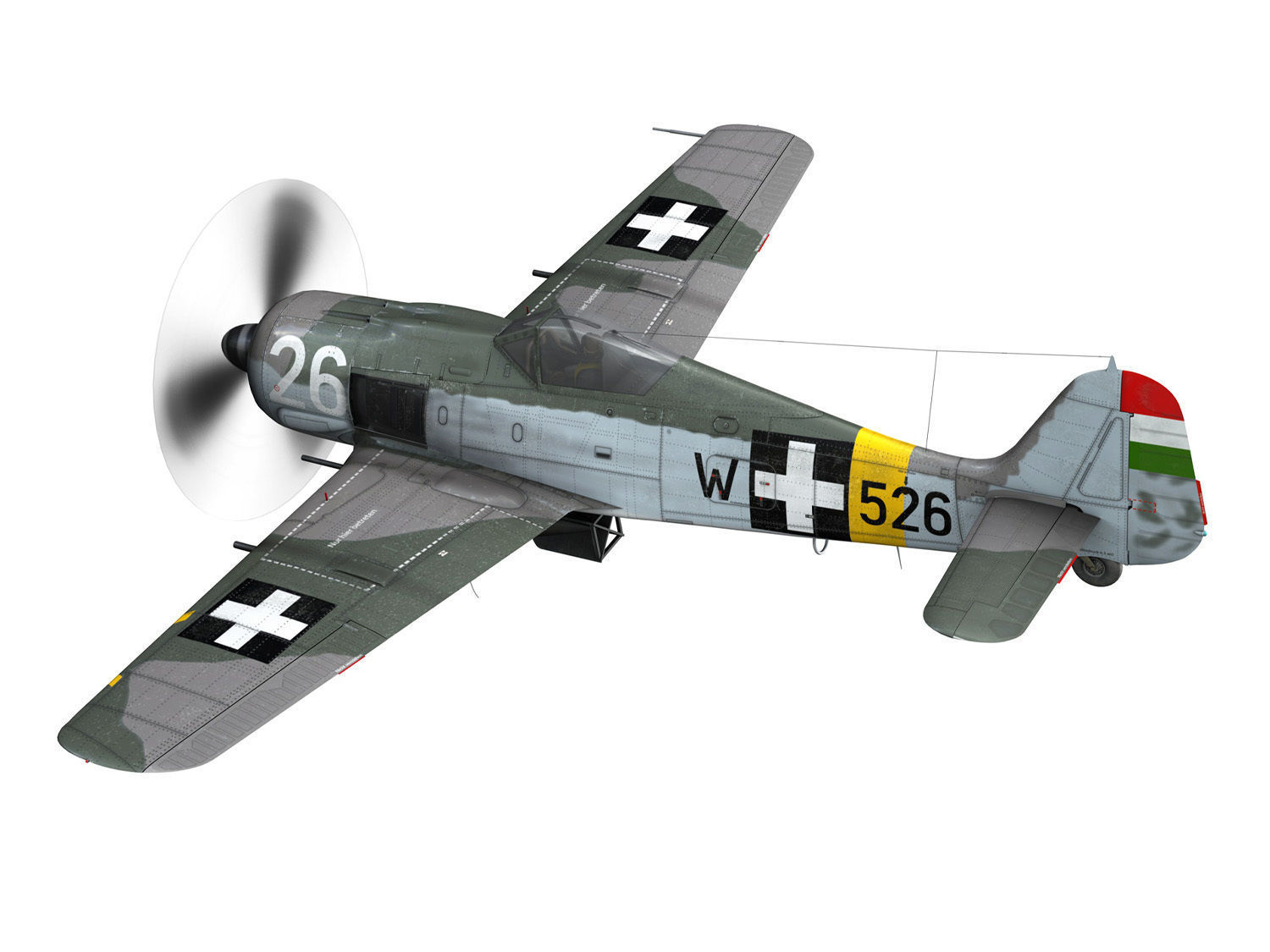 Focke Wulf - FW190 F8 - W526 - Hungary 3D model_3