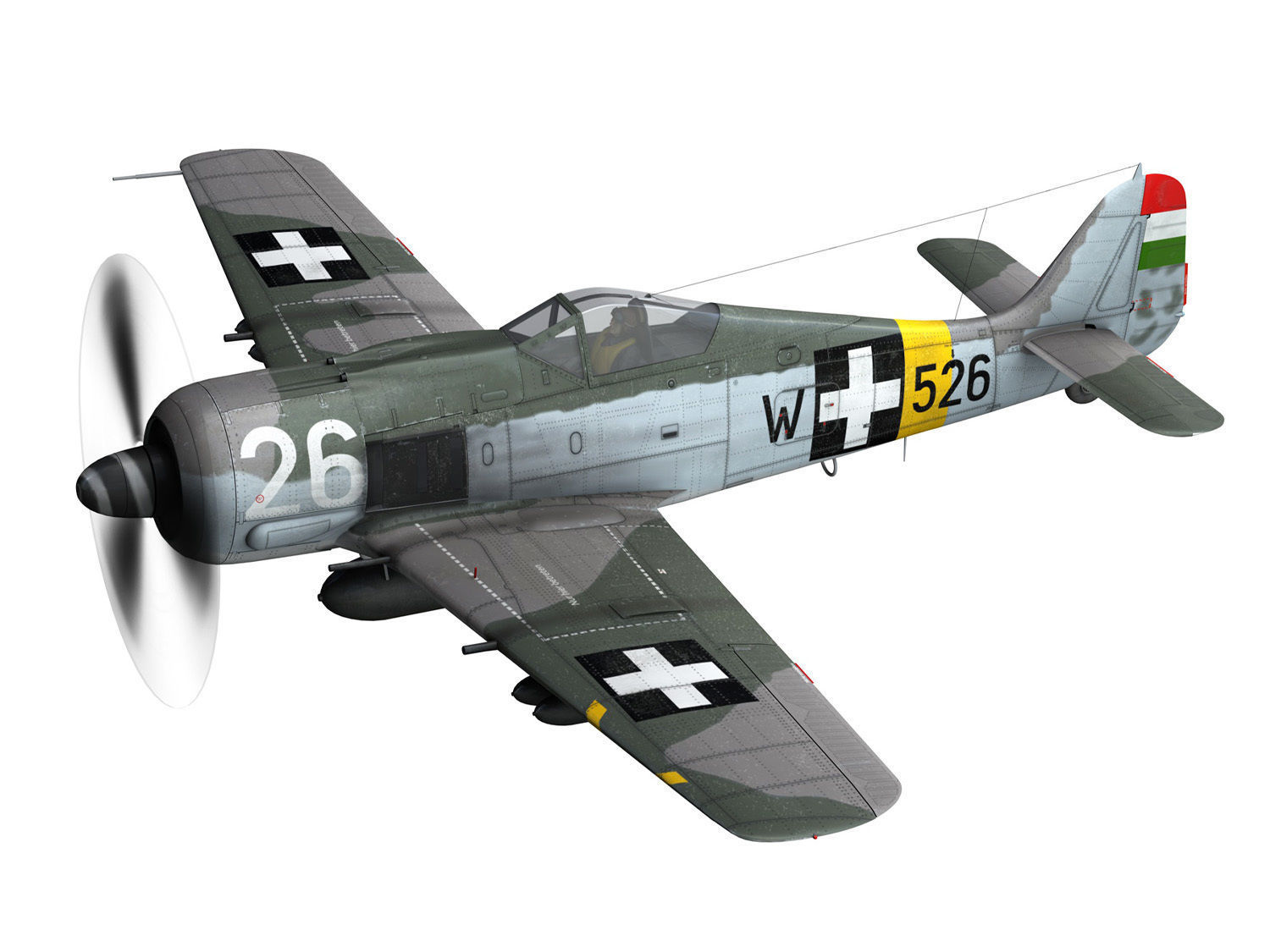 Focke Wulf - FW190 F8 - W526 - Hungary 3D model_2