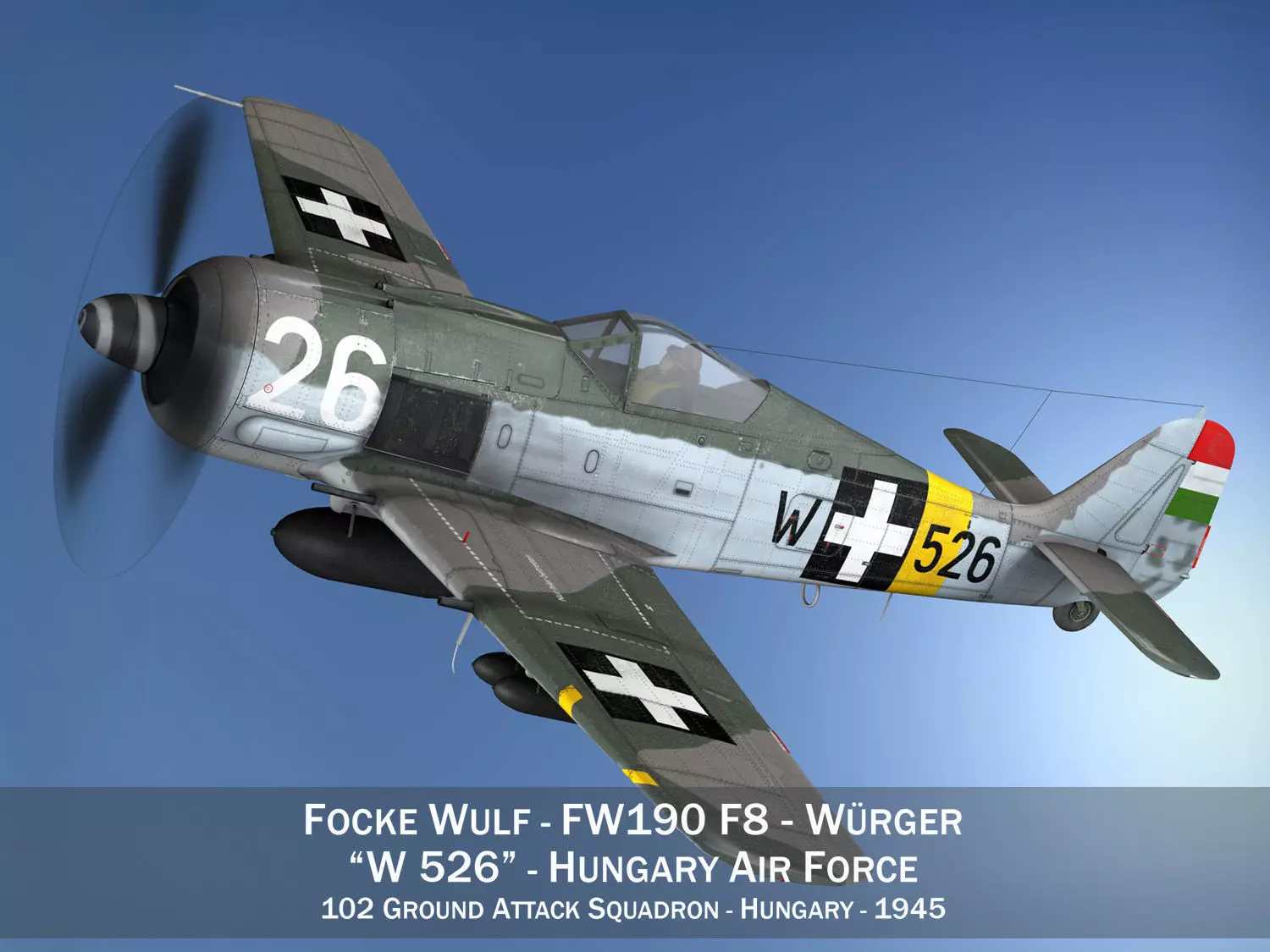 Focke Wulf - FW190 F8 - W526 - Hungary 3D model_0