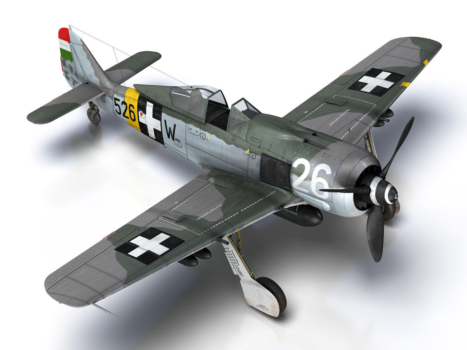 Focke Wulf - FW190 F8 - W526 - Hungary 3D model_17