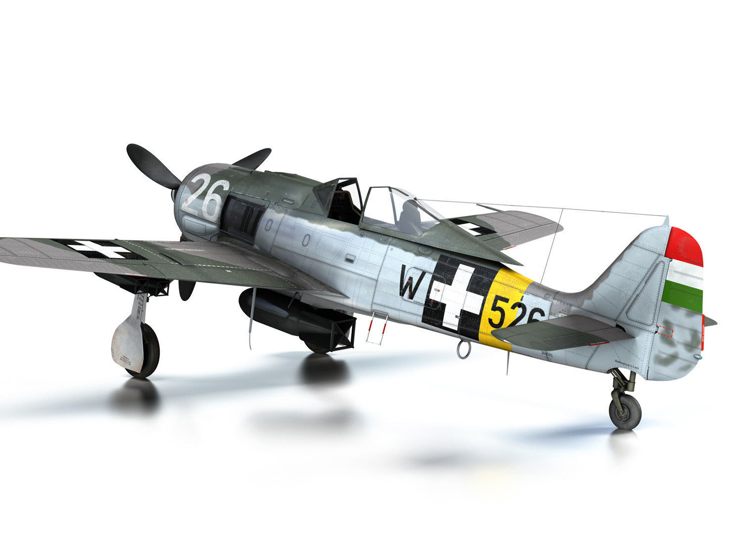 Focke Wulf - FW190 F8 - W526 - Hungary 3D model_12