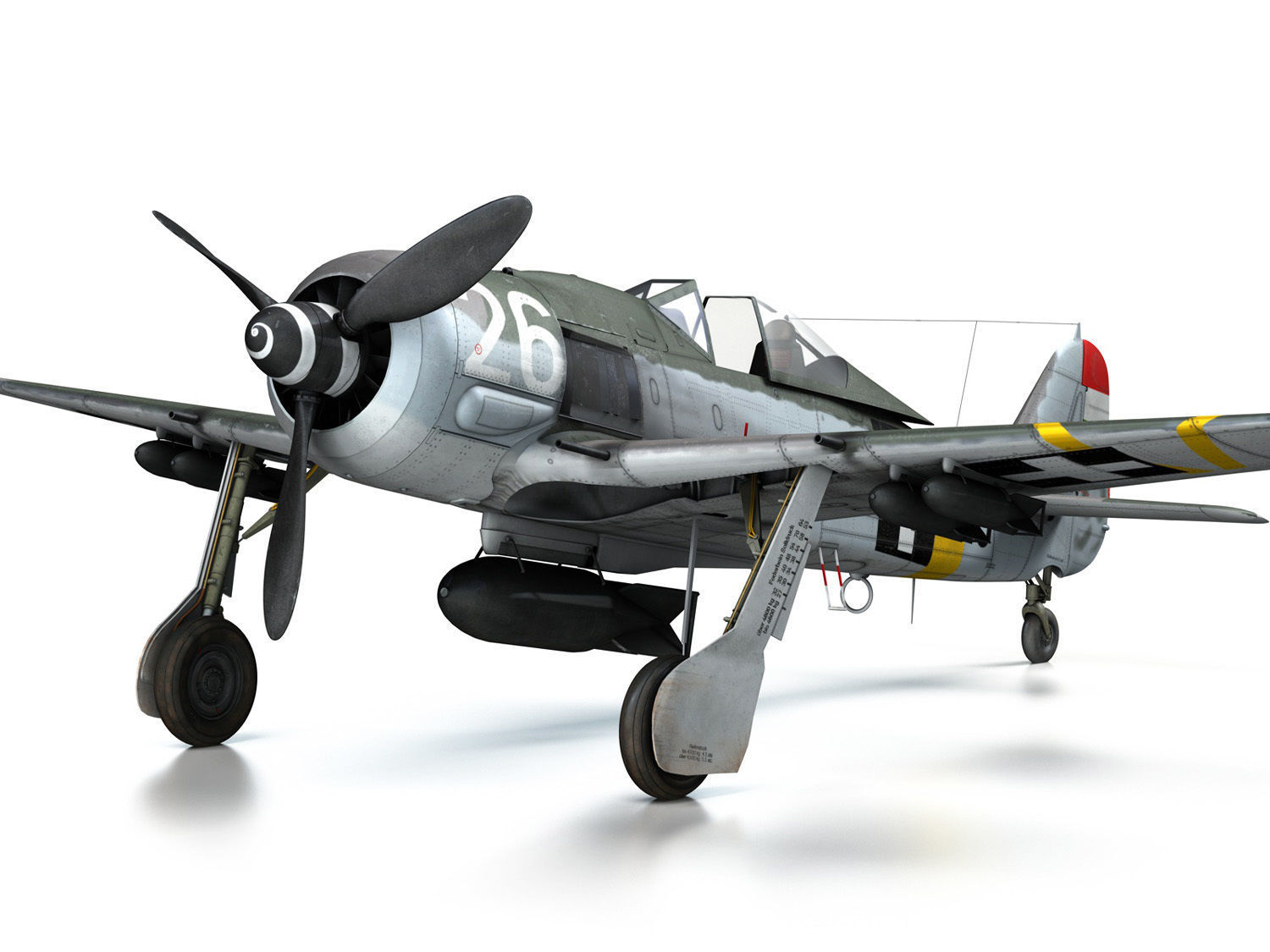 Focke Wulf - FW190 F8 - W526 - Hungary 3D model_9
