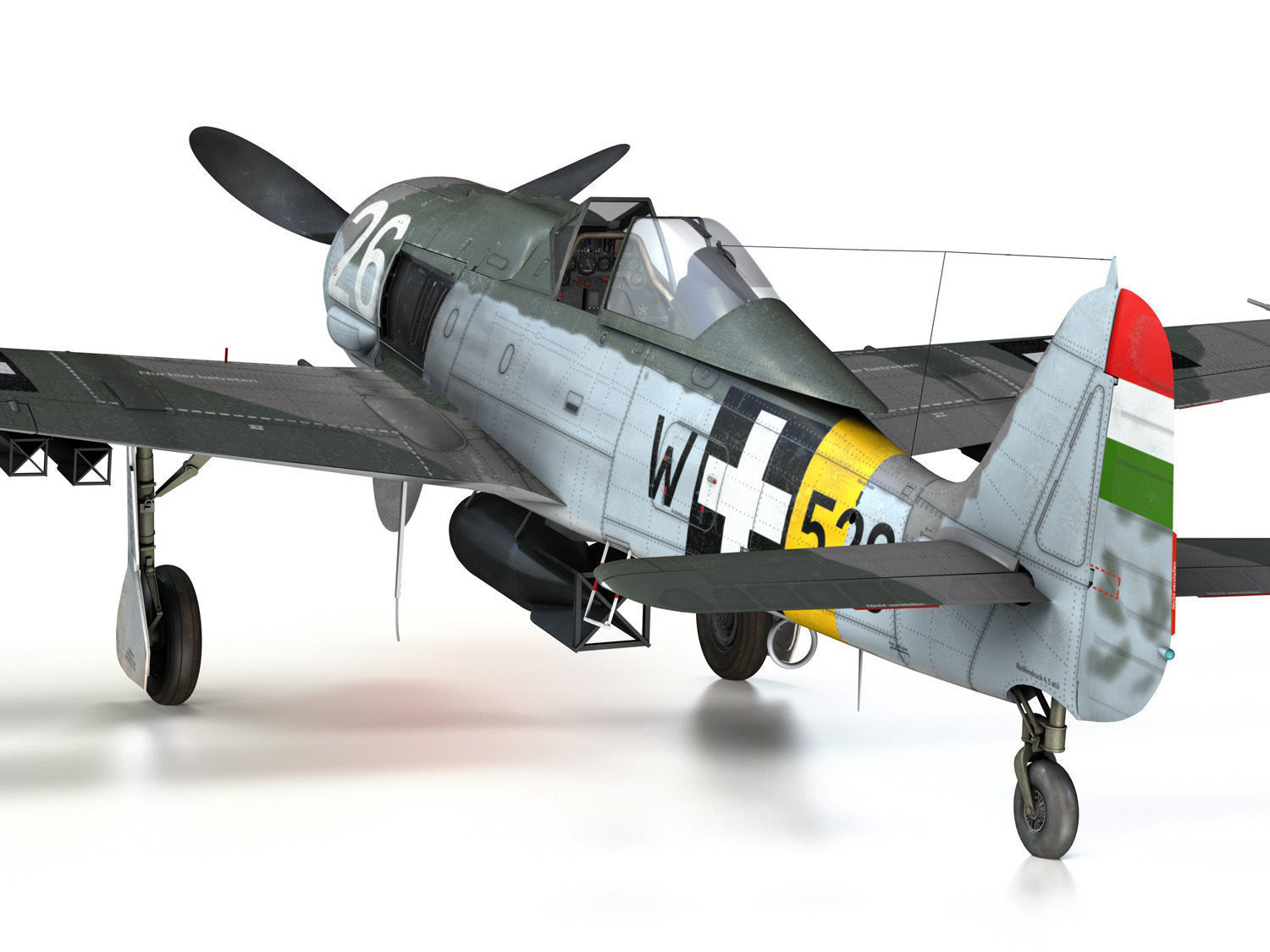 Focke Wulf - FW190 F8 - W526 - Hungary 3D model_14