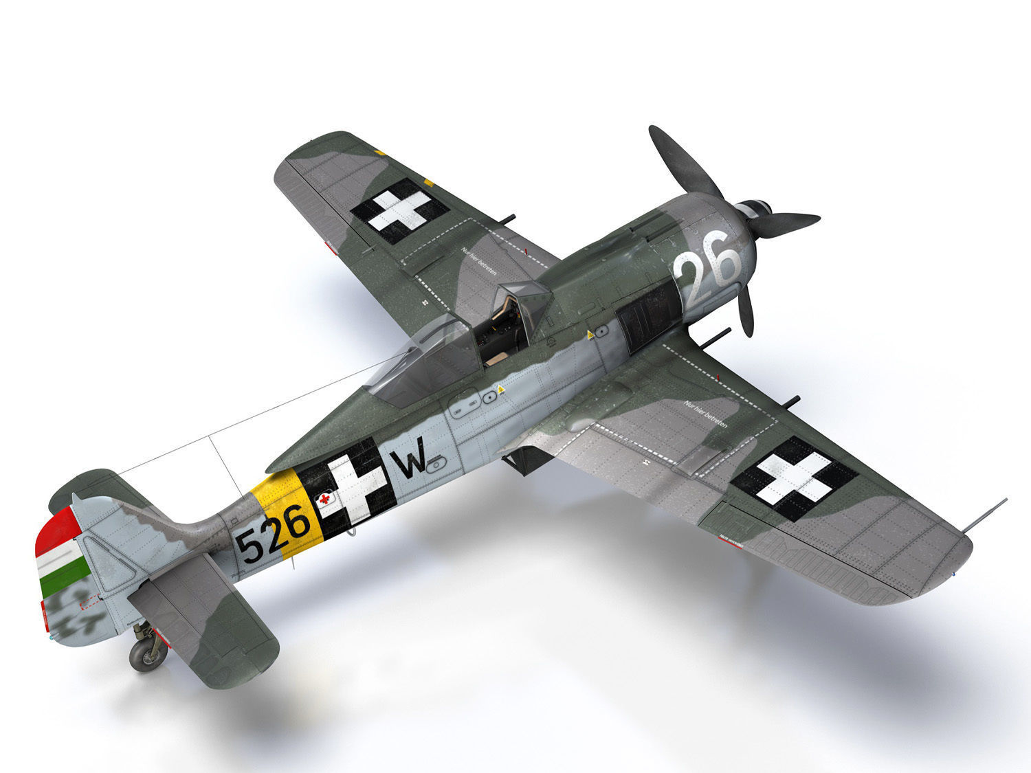 Focke Wulf - FW190 F8 - W526 - Hungary 3D model_15