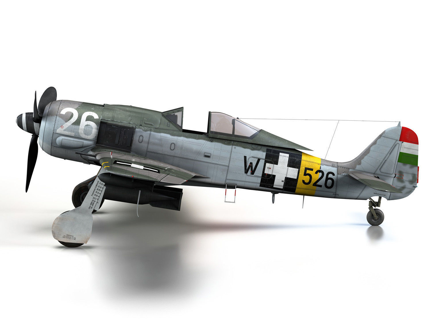 Focke Wulf - FW190 F8 - W526 - Hungary 3D model_10