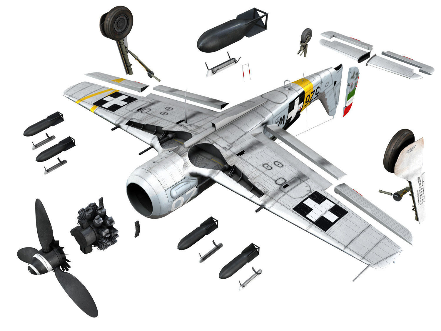 Focke Wulf - FW190 F8 - W526 - Hungary 3D model_21