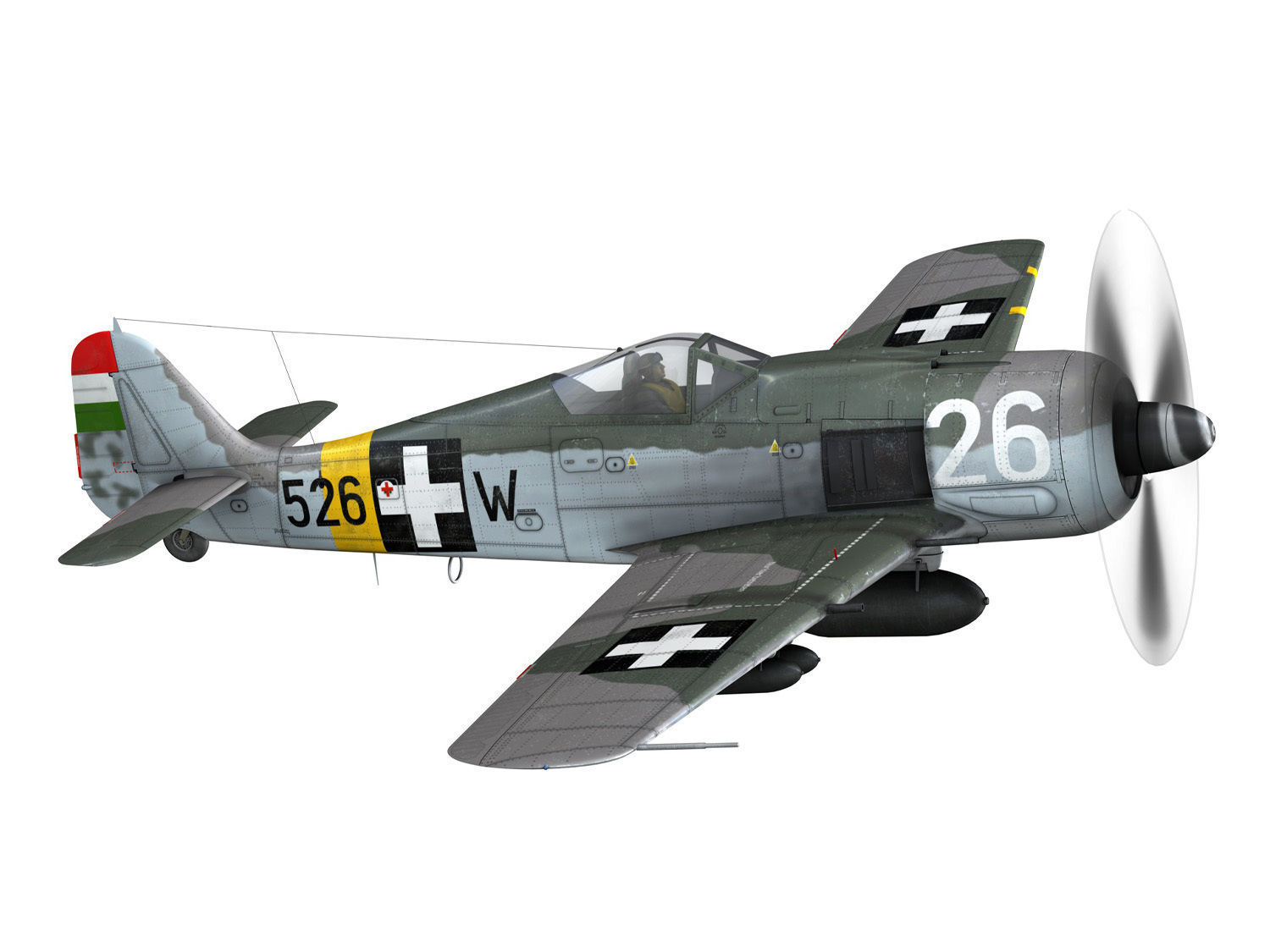 Focke Wulf - FW190 F8 - W526 - Hungary 3D model_7